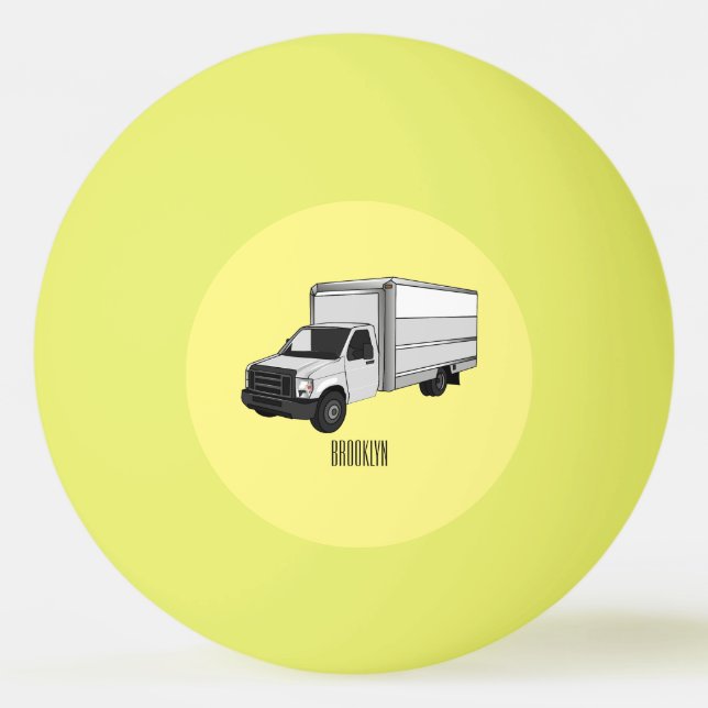Darstellung des Cartoon im Box-LKW Tischtennisball (Vorderseite)