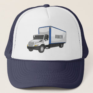 Darstellung des Cartoon im Box-LKW Truckerkappe