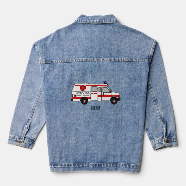 Darstellung des Cartoon im Krankenwagen Jeansjacke (Rückseite)