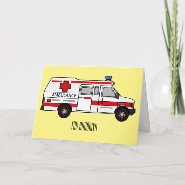 Darstellung des Cartoon im Krankenwagen Karte (Vorderseite)