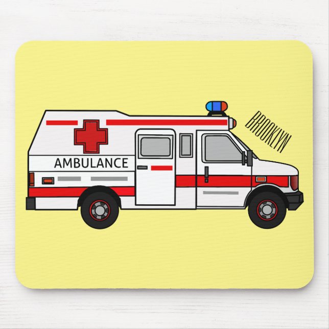 Darstellung des Cartoon im Krankenwagen Mousepad (Vorne)