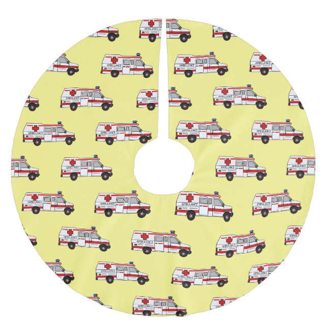 Darstellung des Cartoon im Krankenwagen Polyester Weihnachtsbaumdecke (Vorderseite)