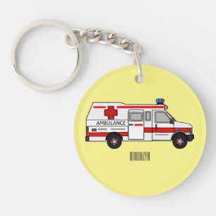 Darstellung des Cartoon im Krankenwagen Schlüsselanhänger