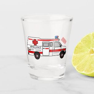 Darstellung des Cartoon im Krankenwagen Schnapsglas