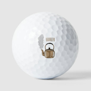 Darstellung des Cartoon in Stovetop oder hob kette Golfball