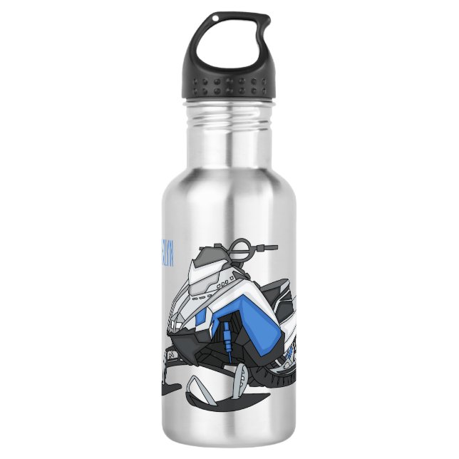 Darstellung des Cartoon Snowmobile Edelstahlflasche (Vorderseite)