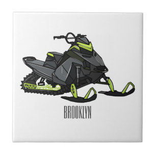 Darstellung des Cartoon Snowmobile Fliese