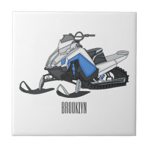 Darstellung des Cartoon Snowmobile Fliese