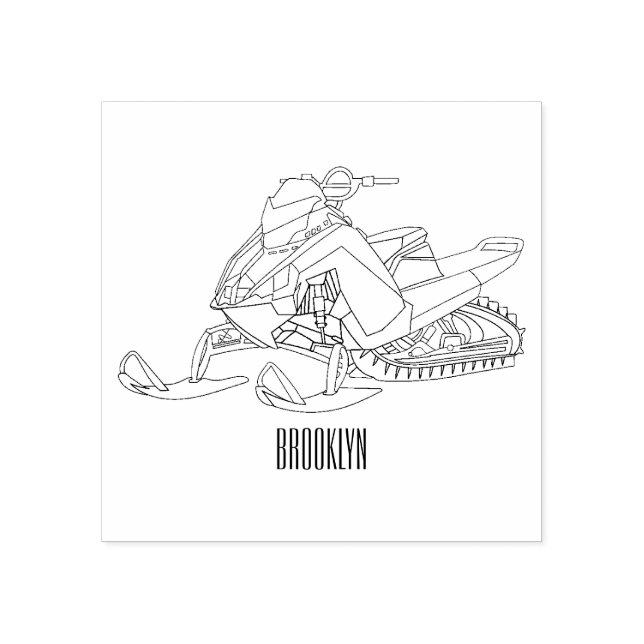 Darstellung des Cartoon Snowmobile Gummistempel (Prägung)