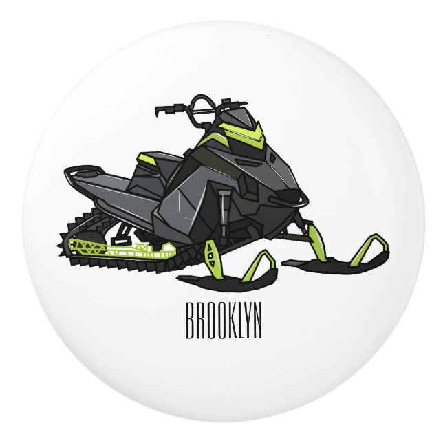 Darstellung des Cartoon Snowmobile Keramikknauf (Vorderseite)