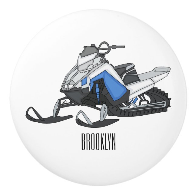 Darstellung des Cartoon Snowmobile Keramikknauf (Vorderseite)