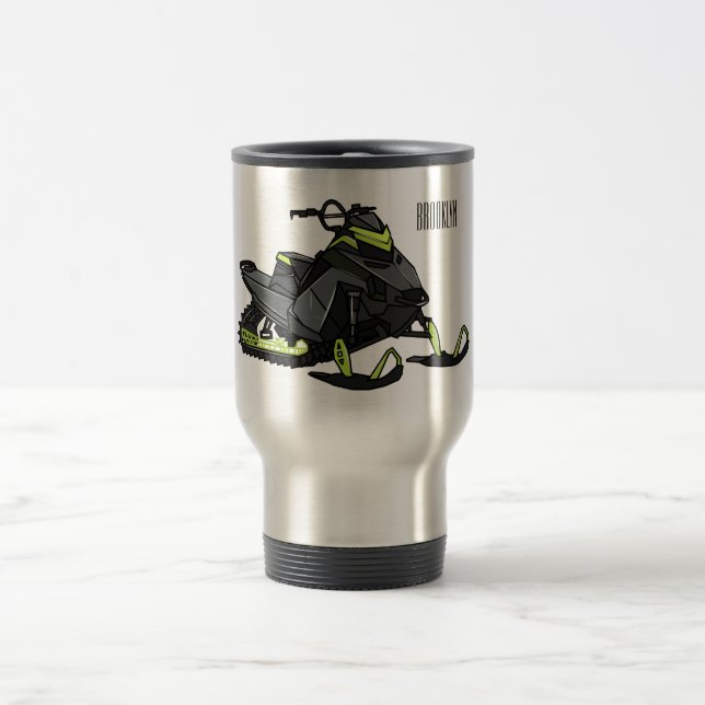 Darstellung des Cartoon Snowmobile Reisebecher (Mittel)