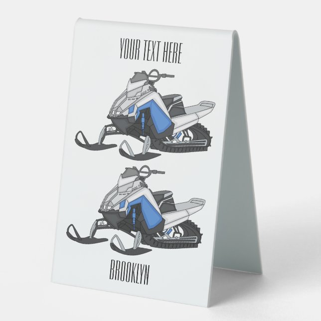 Darstellung des Cartoon Snowmobile Tischaufsteller (Vorderseite)