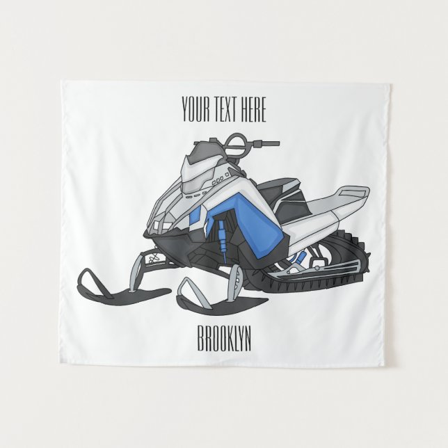 Darstellung des Cartoon Snowmobile Wandteppich (Vorderseite (Horizontal))