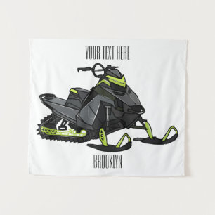 Darstellung des Cartoon Snowmobile Wandteppich