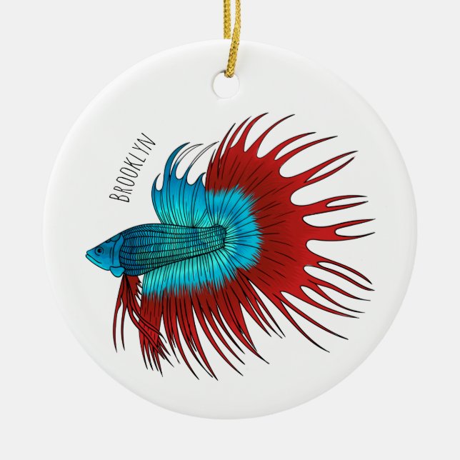 Darstellung des Cartoon von Bettfischen Keramik Ornament (Vorne)