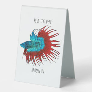 Darstellung des Cartoon von Bettfischen Tischaufsteller
