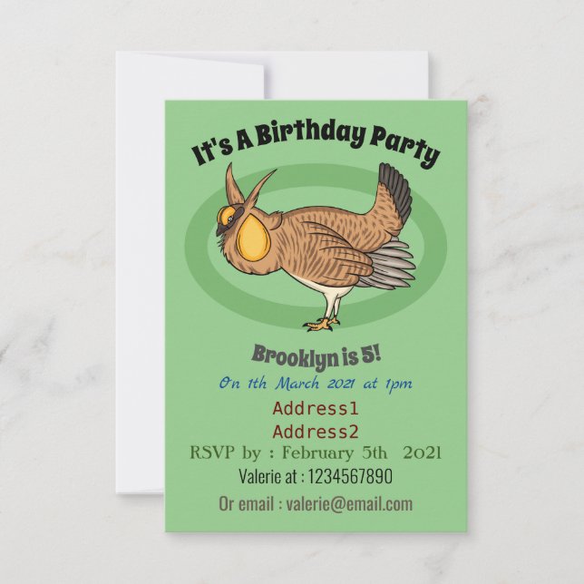 Darstellung des Cartoon von Großzügelgeflügel Einladung (Vorderseite)