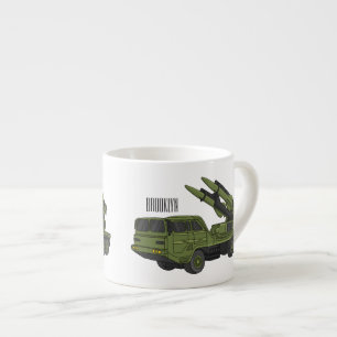 Darstellung des Cartoon von Militärraketen Espressotasse