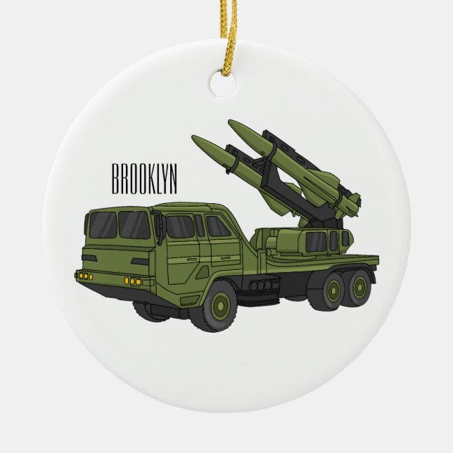 Darstellung des Cartoon von Militärraketen Keramik Ornament (Vorne)