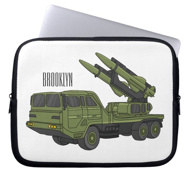 Darstellung des Cartoon von Militärraketen Laptopschutzhülle (Vorderseite)