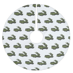 Darstellung des Cartoon von Militärraketen Polyester Weihnachtsbaumdecke