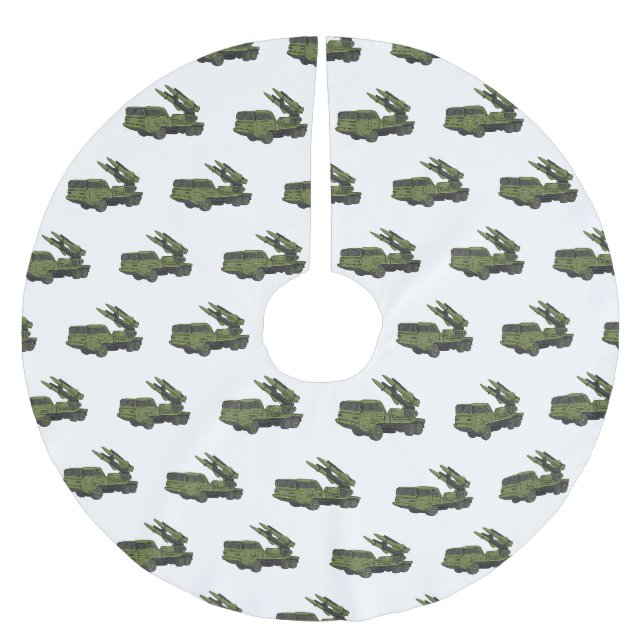 Darstellung des Cartoon von Militärraketen Polyester Weihnachtsbaumdecke (Vorderseite)