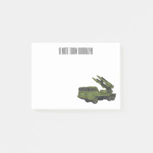 Darstellung des Cartoon von Militärraketen Post-it Klebezettel