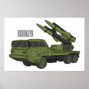 Darstellung des Cartoon von Militärraketen Poster