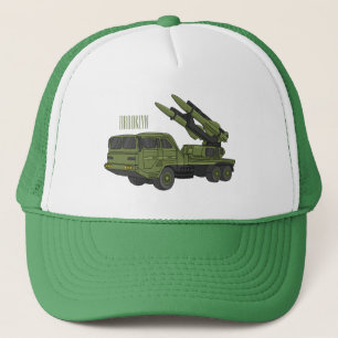 Darstellung des Cartoon von Militärraketen Truckerkappe