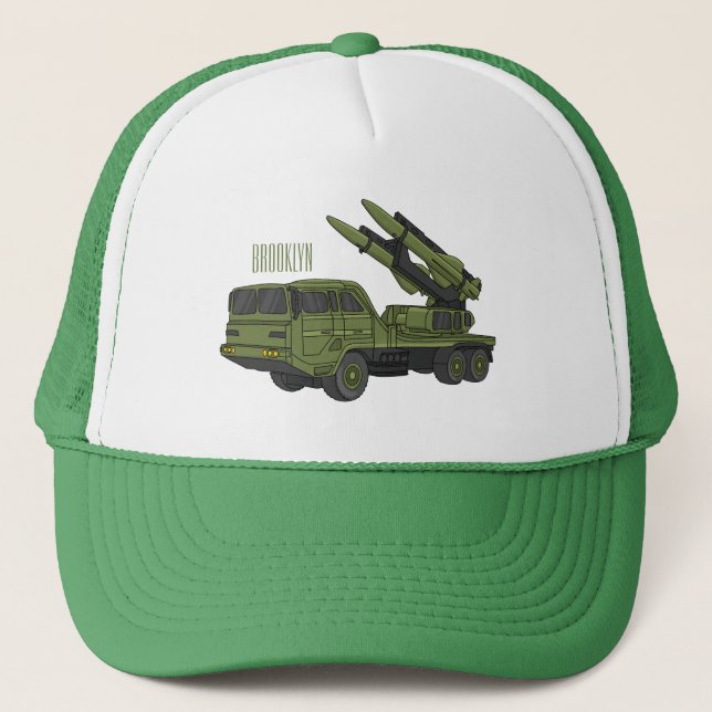 Darstellung des Cartoon von Militärraketen Truckerkappe (Vorderseite)