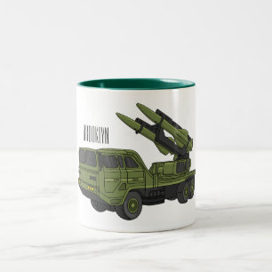 Darstellung des Cartoon von Militärraketen Zweifarbige Tasse
