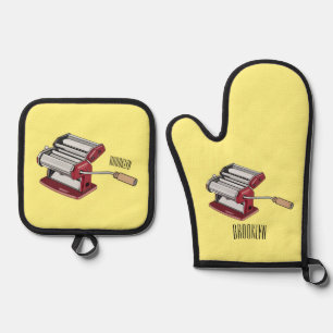 Darstellung des Cartoon von Pasta Maker Ofenhandschuh & Topflappen-Set