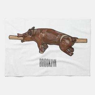 Darstellung des Cartoon von Schweinegrost/Schweine Geschirrtuch