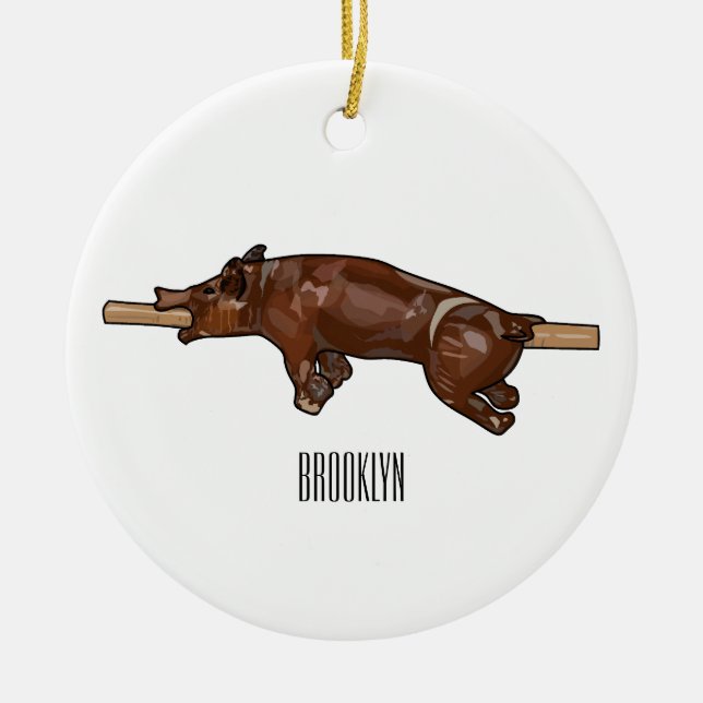 Darstellung des Cartoon von Schweinegrost/Schweine Keramik Ornament (Vorne)