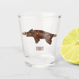 Darstellung des Cartoon von Schweinegrost/Schweine Schnapsglas