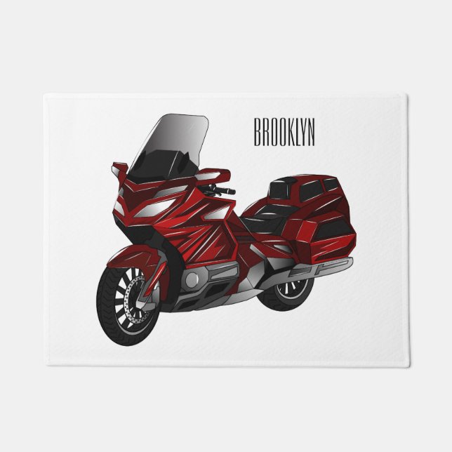 Darstellung des Cartoon von Touren in Motorrädern Fußmatte (Vorderseite)