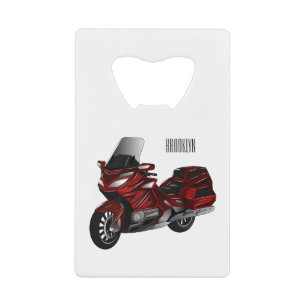 Darstellung des Cartoon von Touren in Motorrädern Geldbeutel Flaschenöffner