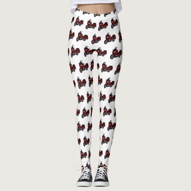 Darstellung des Cartoon von Touren in Motorrädern Leggings (Vorderseite)