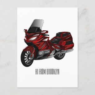Darstellung des Cartoon von Touren in Motorrädern Postkarte