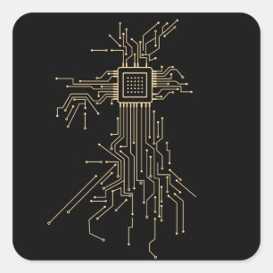 Darstellung des Geek-Computerprozessors Quadratischer Aufkleber
