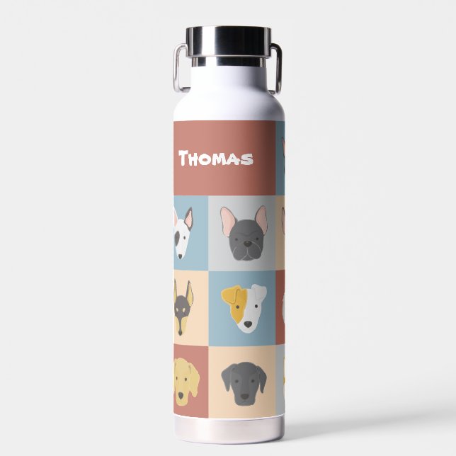 Darstellung des individuellen Namens der Hundensam Trinkflasche (Vorne)