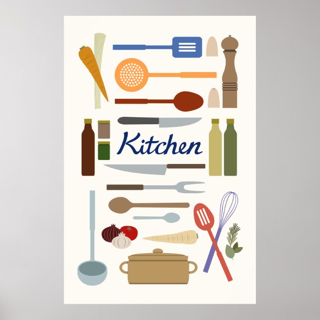 Darstellung des Küchengeschirges+Farbe des Geschma Poster (Vorne)