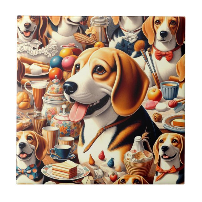 Darstellung des Niedlichen Beagle Fliese (Vorderseite)