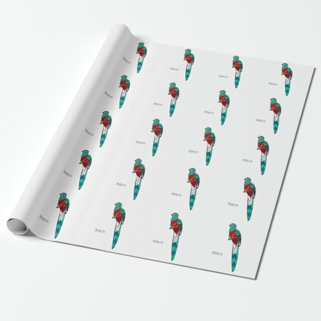 Darstellung des Quetzal-Cartoon Geschenkpapier (Ungerollt)