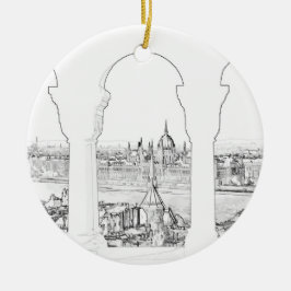 Darstellung des ungarischen Parlaments und Budapes Keramik Ornament