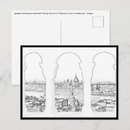 Darstellung des ungarischen Parlaments und Budapes Postkarte