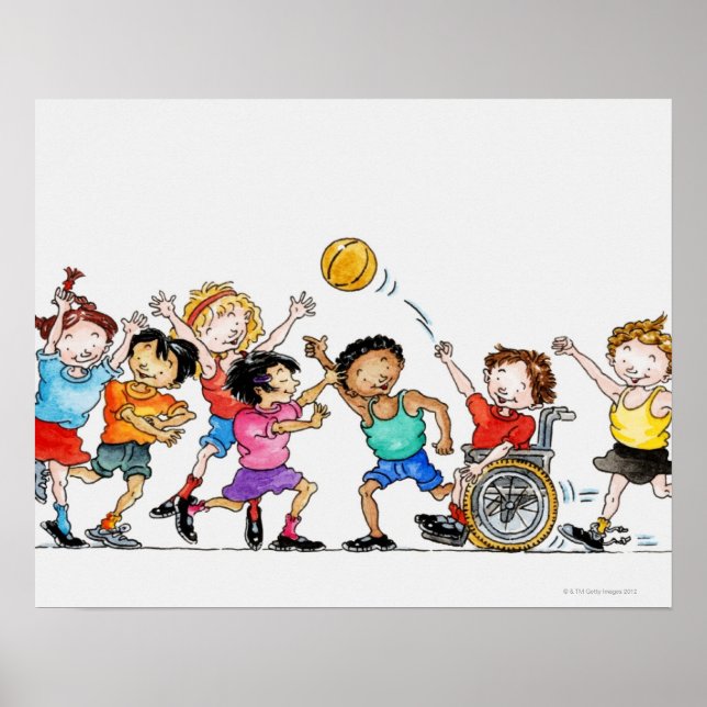 Darstellung einer Gruppe von Kindern, einschließli Poster (Vorne)