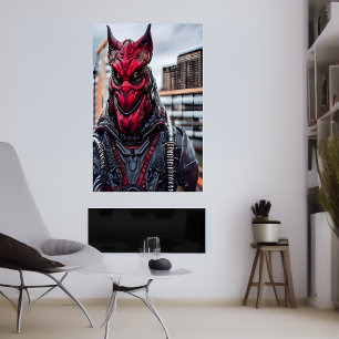 Darstellung einer roten beängstigenden Alien   AI  Poster