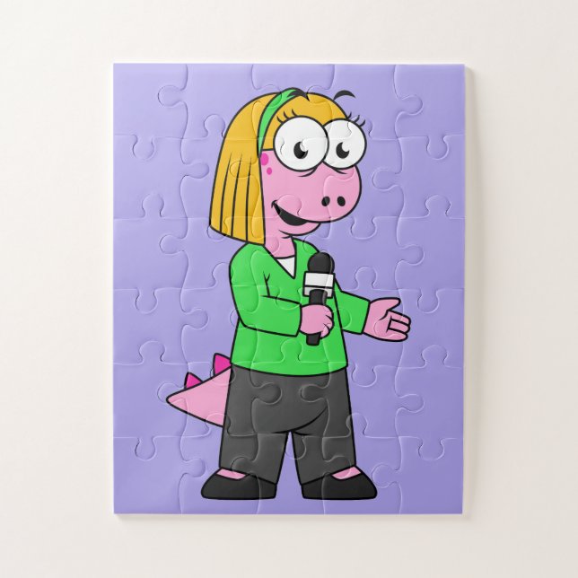 Darstellung eines Allosaurus-Nachrichtenreporters. (Vertikal)